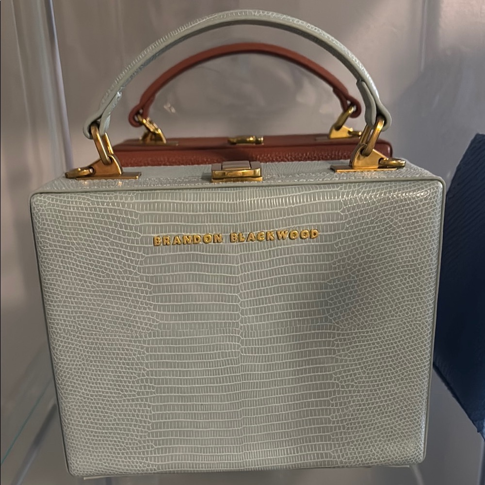 Brandon Blackwood Mint Green Croc-Embossed Handbag